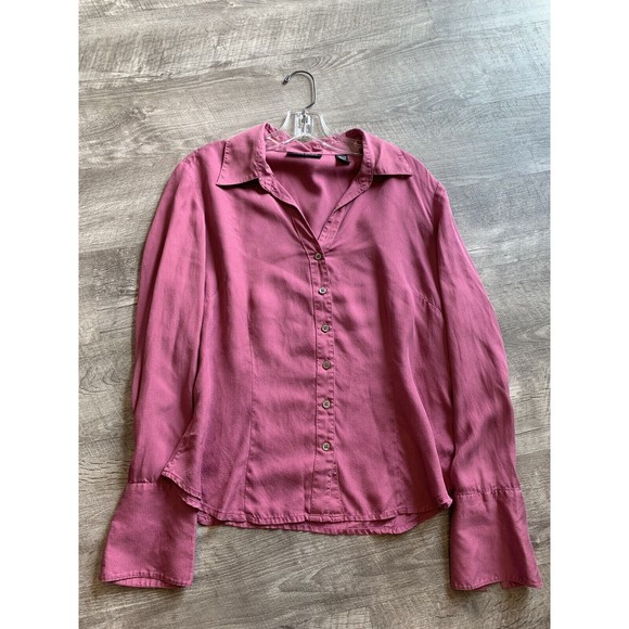 VALERIE STEVENS 100% Silk Blouse button front pink size Large - Picture 9 of 11